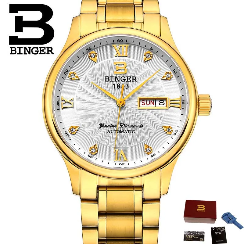 Мужские и женские часы, парные часы, мода для влюбленных, автоматические механические часы, стальные Бингер, мужские деловые часы, B-603L - Цвет: Men watch 07