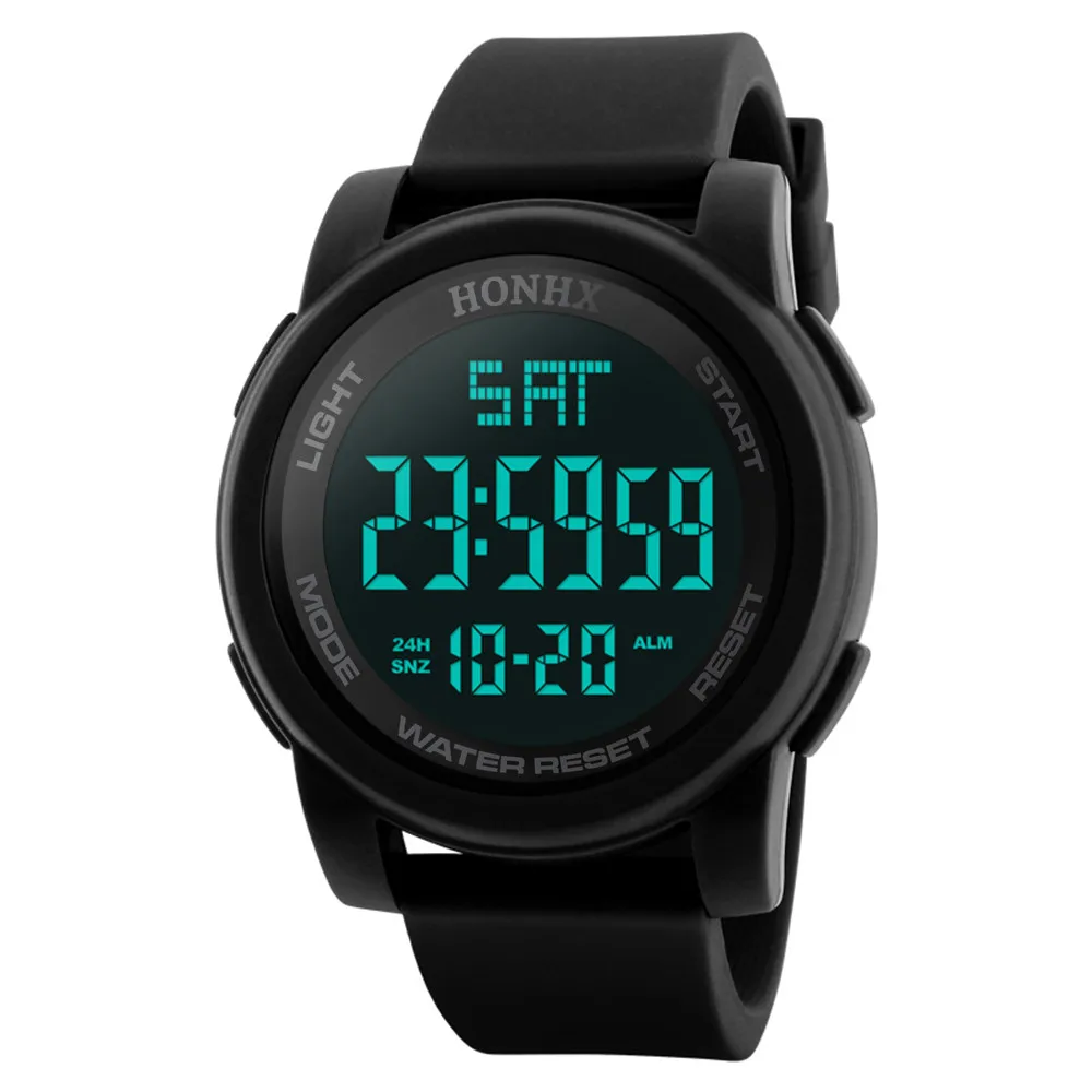 Роскошные спортивные часы для мужчин Аналоговые Цифровые Военные Силиконовые армейские спортивные светодиодный водонепроницаемые наручные часы для мужчин Relogio Masculino для подарков - Цвет: bk