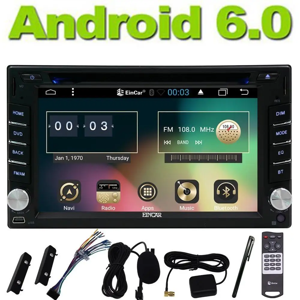 Top free gps map WiFi Android 6.0 6.2" In Dash 2 Din Car Dvd Gps Navigation Player Car Stereo Capacitive Screen with Bluetooth SD 5