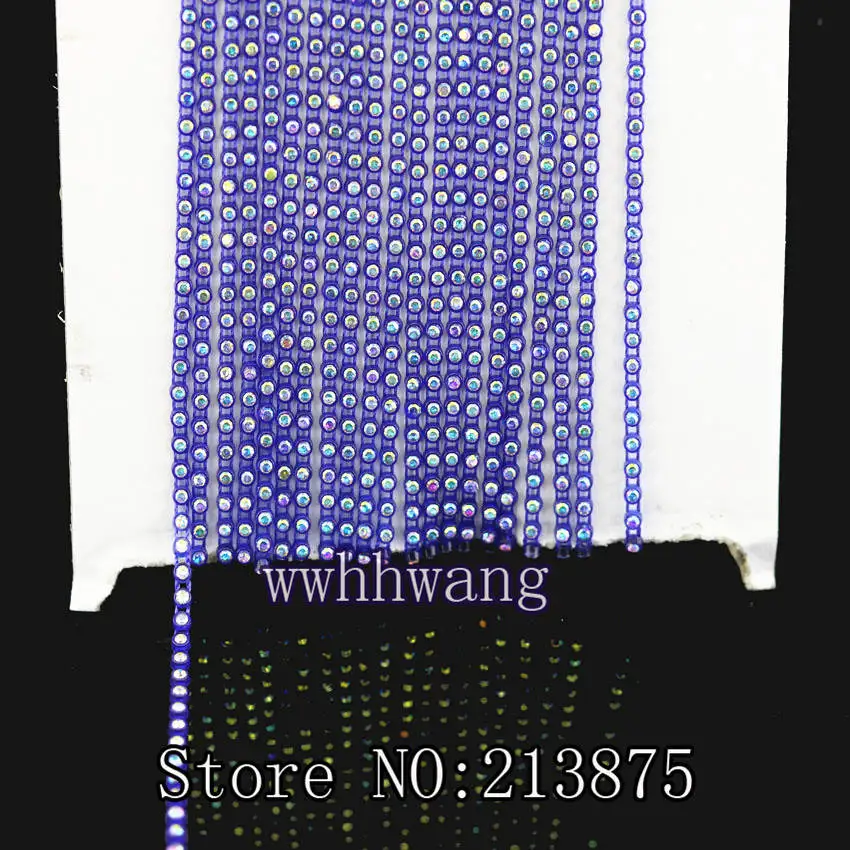 10 метров, SS6, 2 мм B Класс, прозрачный AB, стеклянные кристаллы, стразы, обвязка, 15 цветов, отделка Пластик цепи, низ свадебные платья - Цвет: 02 sapphire blue