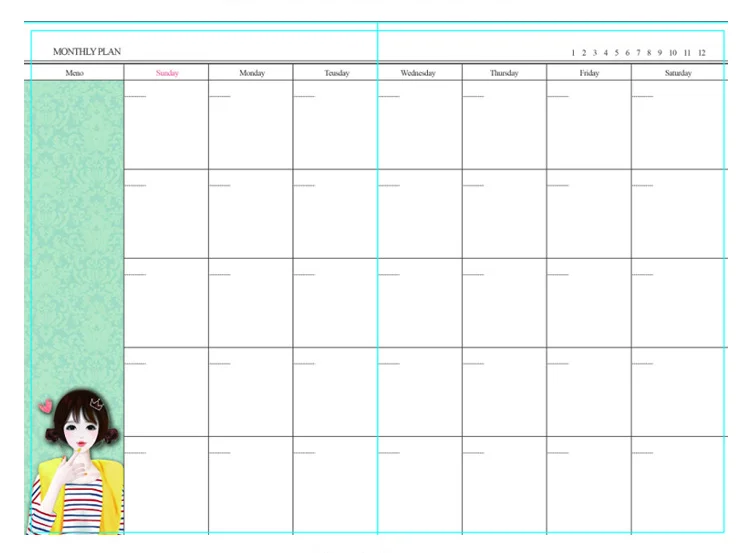 Твердый переплет Летний стиль планировщик ноутбук правил календари годовой ежемесячный недельный план журнал