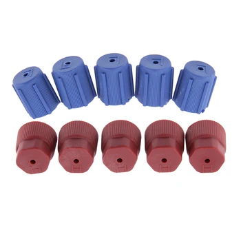 

10pcs Car AC Charging Port Service Red Blue Cap R134 High Low Side Equipment Tools Red+Blue AC System Charging Port Covers