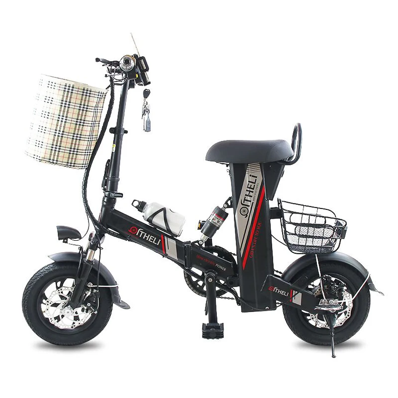 Discount 12-inch electric bike folding electric bicycle adult small generation drive electric bicycle lithium battery electric scooter 15