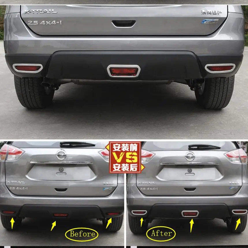 

For Nissan X-Trail X Trail T32 Rogue 2014 2015 2016 Rear Fog Lamp Light Protector Sticker Decoration Cover Trim 3 Piece