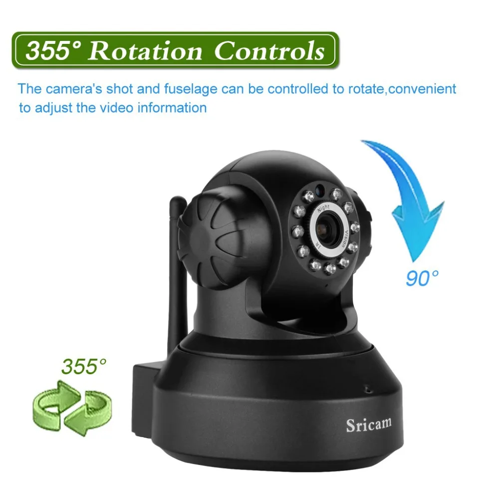 Беспроводная ip камера Sricam SP012 720P Wi Fi Pan/Tilt IPcam P2P радионяня поддержка SD карты веб с