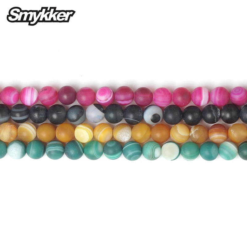 

Natural Matte Stripe Agate Stone Bead Wire Wrapping Onyx Frosted Dull Polish Line Agate Sardonyx Carnelian 8mm Loose Bead Rosary
