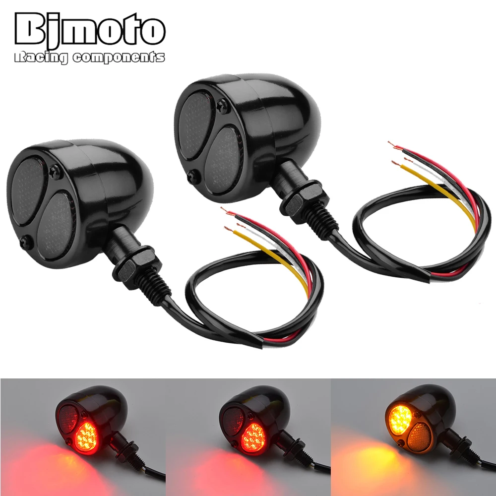 

BJMOTO 2 pcs 12V Turn Signal Motorcycle Led Blinker Motorcycle Flasher Indicator Lights Brake Lamp For Harley Honda Yamaha