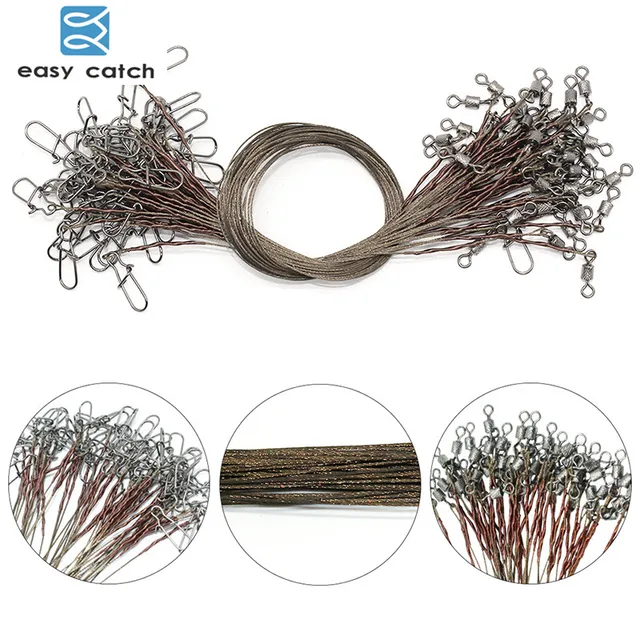 Best Price Easy Catch 50pcs Brown Uncoated Stainless Steel Fishing Line Wire Leaders 15cm 20cm 25cm Trace Fishing Steel Wire Test 12kg/26lb Best Price Easy Catch 50pcs Brown Uncoated Stainless Steel Fishing Line Wire Leaders 15cm 20cm 25cm Trace Fishing Steel Wire Test 12kg/26lb