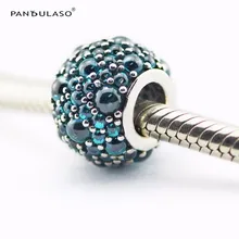 Verde azulado Brillante Gotas Charm Verde los Granos de Plata Esterlina Adapta Pandora Pulseras de Plata Joyería de DIY Que Hace Granos Al Por Mayor