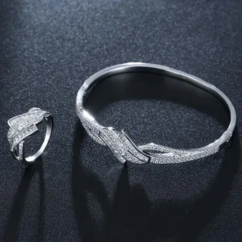 

HONGHONG Plant flowers Cubic Zircon Women Bracelet Rings Jewelry Set for Women Classic personality Fashion Jewelry Accessory