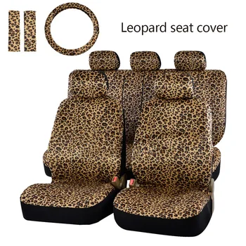 

Dewtreetali Leopard Print Car Seat Cover Universal Fit Seat Belt Pads Universal Steering Wheel Car Seat Protector Car Styling