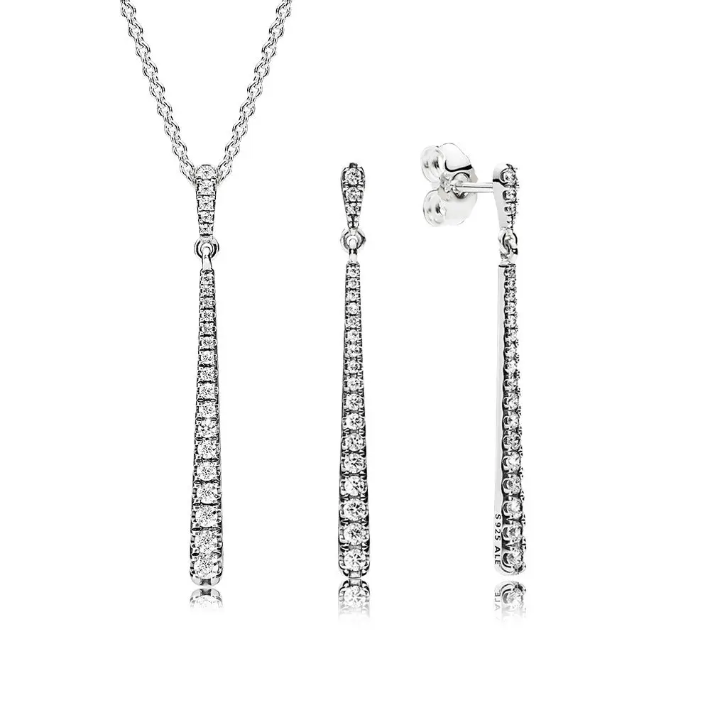 

100% 925 Sterling Silver Shooting Stars Gift Set Fit Charm Original Necklace Woman Jewelry Two Pieces Of Set