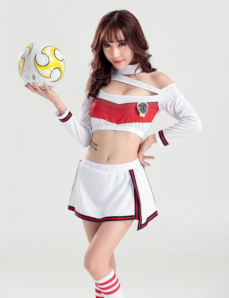 MOONIGHT 2 Pcs Sexy Costume Cheerleader Costumes Long Sleeve Adult