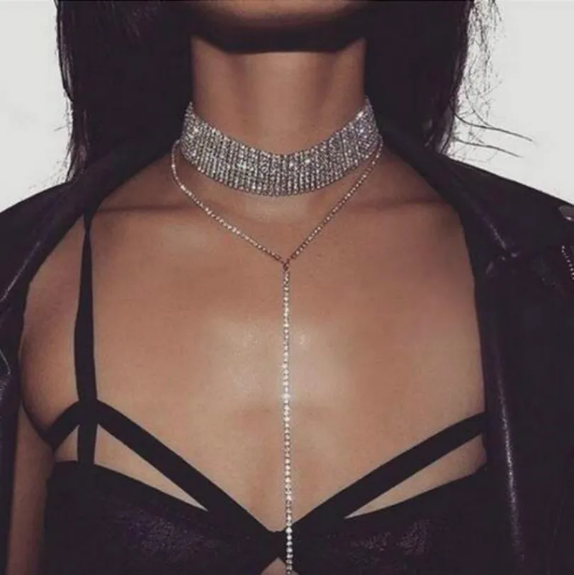 

Fashion Jewelry Bohemian Luxury Crystal Necklace Women Elegant Necklace Exaggerated Vintage Alloy Multilayer Necklace