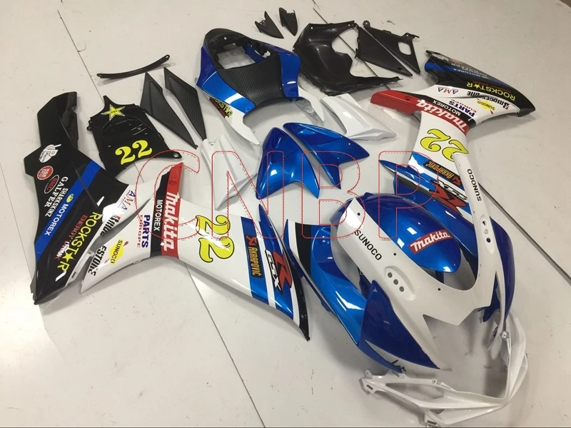 Обтекатели GSXR 600 2011- K11 Синий Белый Кузов GSX-R600 2011 наборы кузова GSX-R600 без краски