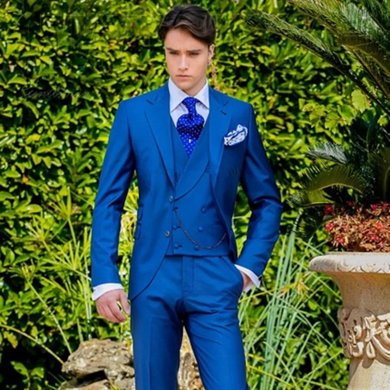 2017 новейший дизайн пальто брюки Королевский синий итальянский мужской костюм классический нежный мужской s смокинг для выпускного