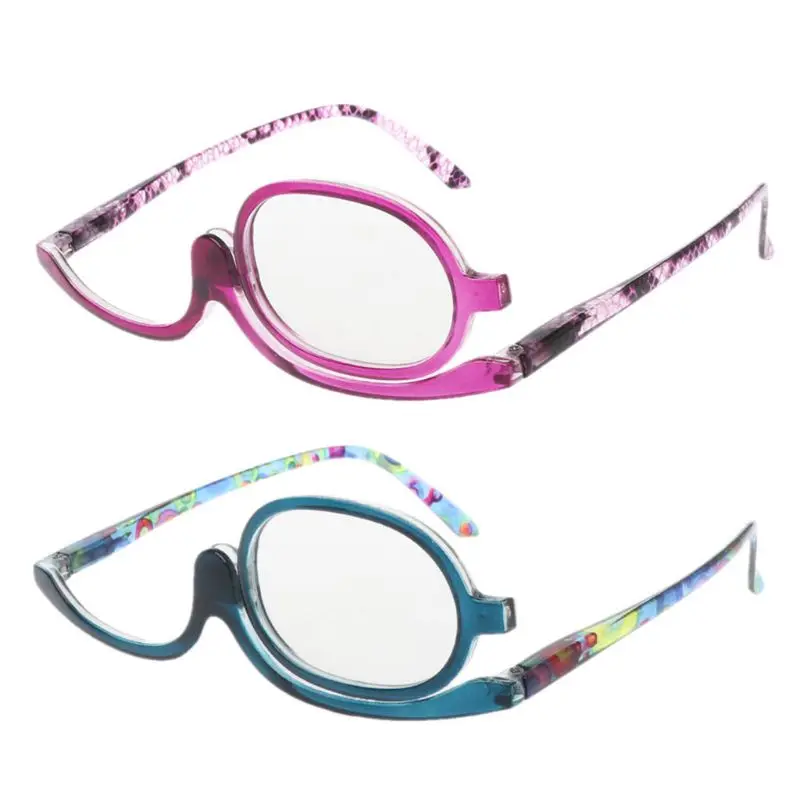 

Women Makeup Reading Glasses Rotatable Flip Make Up Eye Glasses Presbyopic +1.00 To +4.0