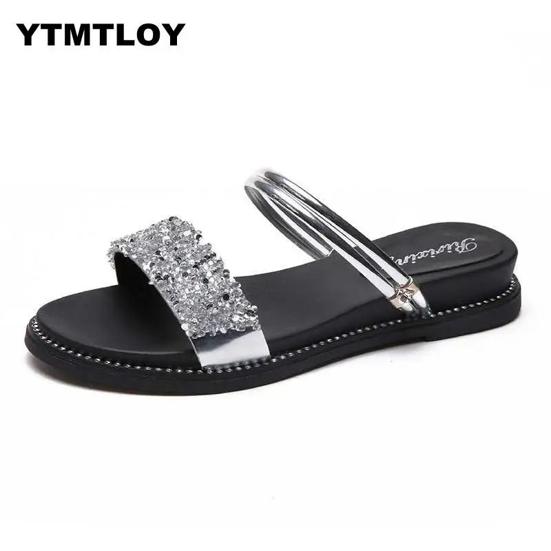 

2019 Women Sandals Flip Flops New Summer Fashion Rome Slip-On Breathable Non-slip Shoes Woman Slides Solid Casual Female Bling