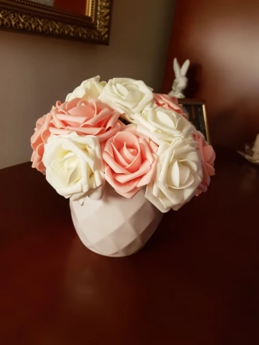 

10 Heads 8CM Artificial Rose Flowers Wedding Decorations Silk Flower Ball Centerpieces Mint Decorative Hanging Flower