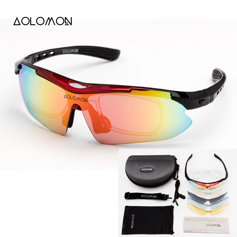 Polarized Cycling Glasses 5 Lens Clear Bike Glasses Eyewear UV400 Proof