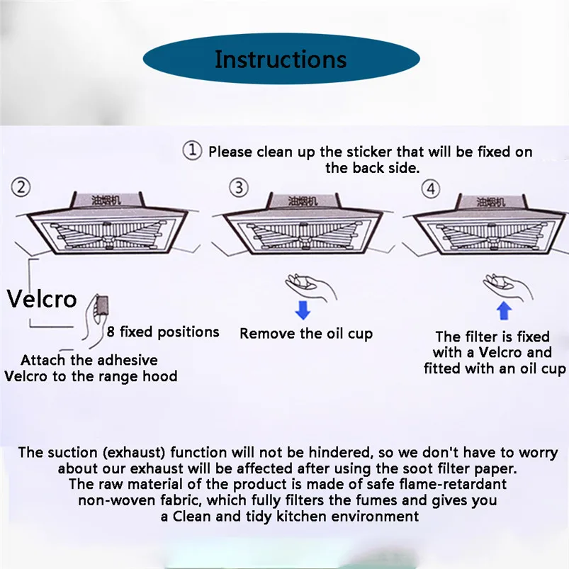 2 PCS Range Hood Filter Paper White Range Hood Greaseproof Sticker Filter Paper Flame Retardant Home Kitchen Accessories 40A0P107