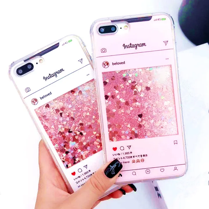 Glitter Bling 3D Cartoon Instagram Korea Case for Iphone 6 6S 7 7plus 8 X XS 8plus Plus Lovely Quicksand Cover Cases with Korean |