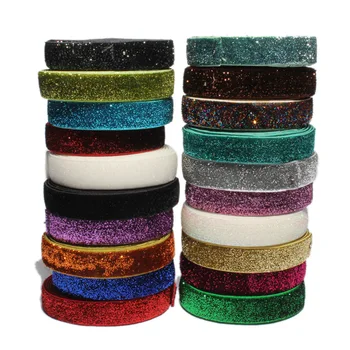 

100yards 5/8" 1.5cm Glitter Elastics FOE Spandex HeadBand Glitter elastic bands FOE Sewing Elastic Fabric DIY Elastic Headbands
