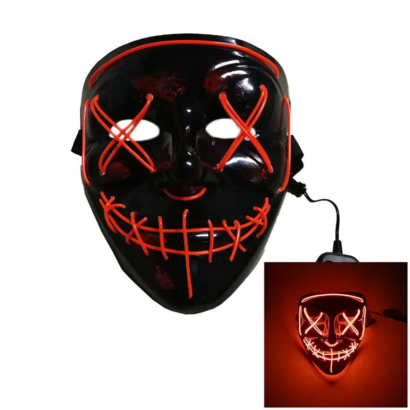 

Halloween Mask LED Mask Light Up Party Masks Neon Mask Cosplay Mascara Horror Mascarillas Glow In Dark Masque V July 5