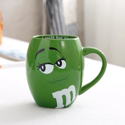 Экспорт Американский подлинный M бобы шоколадные бобы пара креативная керамическая кружка с рисунками мультфильмов кофейная чашка большая емкость подарок - Цвет: Зеленый