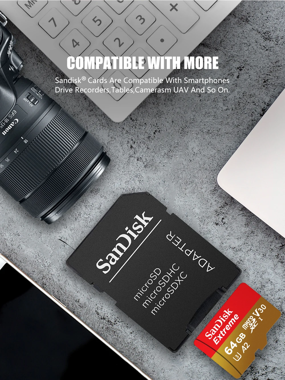 SanDisk Extreme PRO Micro SD карта скорость чтения 170MBs 128 Гб 64 Гб U3 V30 A2 карта памяти SDXC флэш-карта TF карта 4K UHD microsd