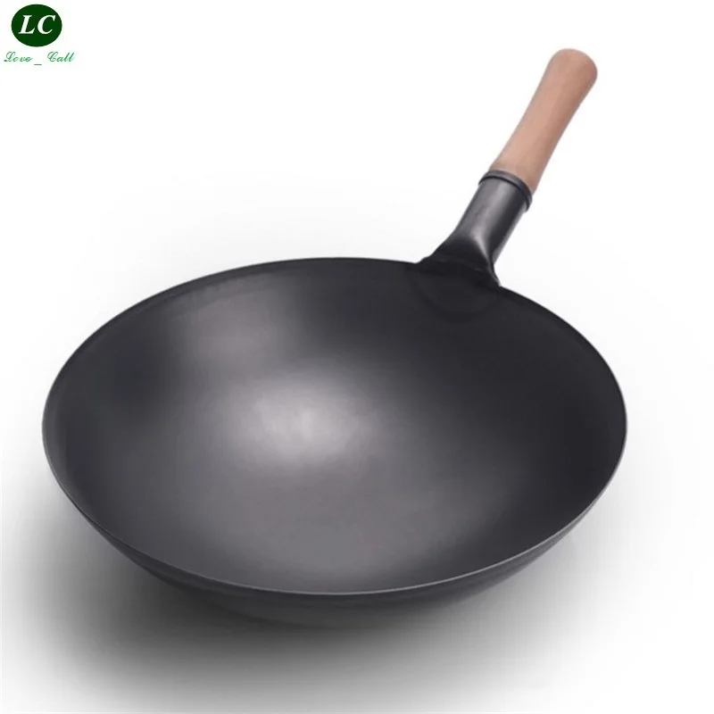 

Commercial 36/38/40CM Extra Large Cooked Iron Pot Hotel Chef Wok old-fashioned Uncoated Non-stick Iron Pan