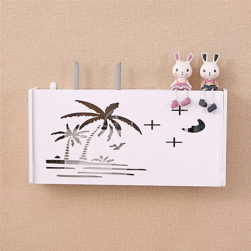 

Wood-Plastic Wifi Router Box Wall Mounted Shelf Wifi Storage Rack Home Decor 2 Size Available
