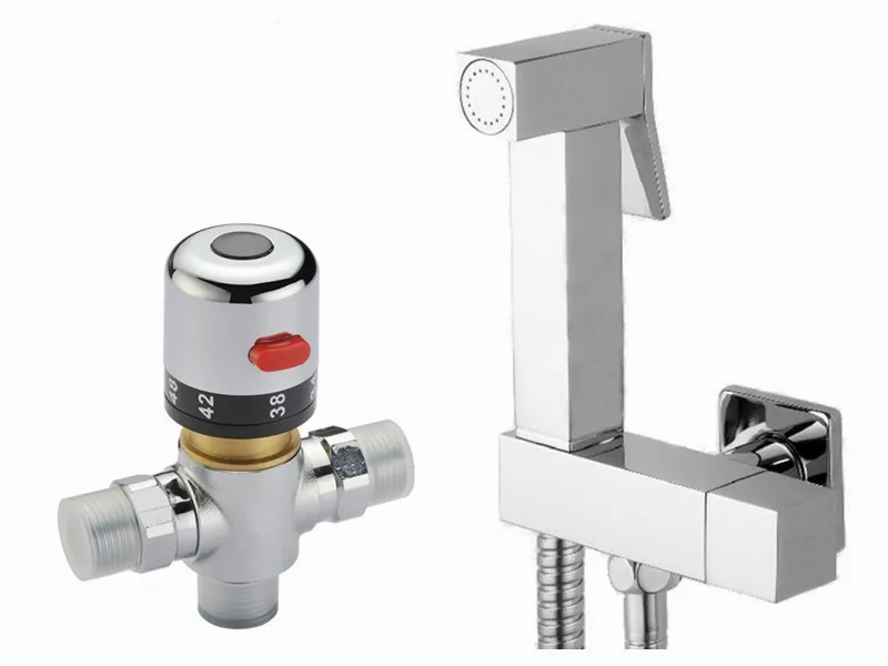 Термостатический смесительный клапан+ латунный туалетный биде спрей Shattaf опрыскиватель душевой набор струйный душ набор латунный держатель BD888