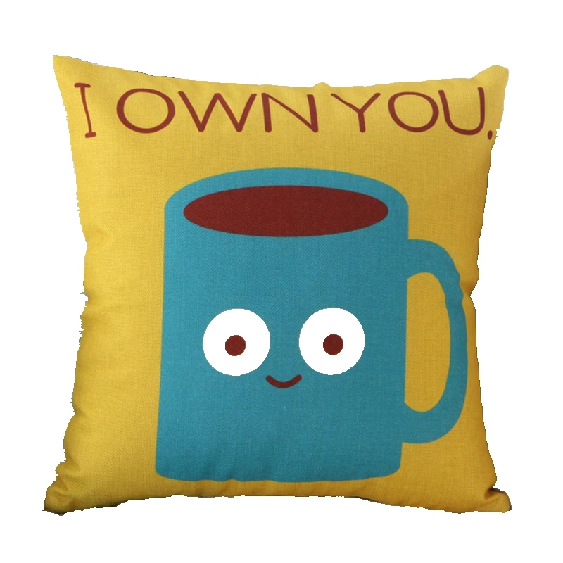 Linen cotton cushion Cartoon print Pillow cushion cover pillow Home