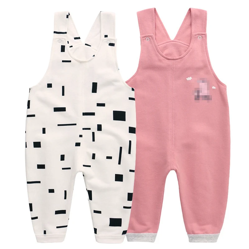 Для маленьких девочек Комбинезон детский нагрудник с мультяшным принтом штаны Новорожденные Мальчики одежда Детский комбинезон хлопковые комбинезоны для новорожденных без рукавов комбинезоны От 6 месяцев до 4 лет - Цвет: White and Pink