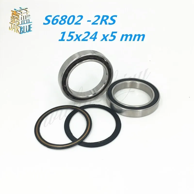 

Free Shipping 15x24 x5 mm Hybrid Ceramic Yellow Rubber Seals BIKE BEARING S6802 61802 ABEC-5