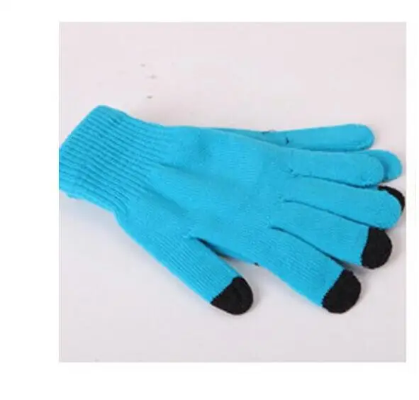 Fashion Female Wool Knitting Touched Screen Gloves Winter Women Warm Full Finger Gloves Stretch Warm Guantes Knit Mitten - Цвет: Peacock Blue