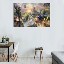 Beauty Beast Falling In Love By Thomas kinkade Canvas Painting Print Living Room Home Decor Modern Wall Art Oil Painting Poster charlotte lamb falling in love