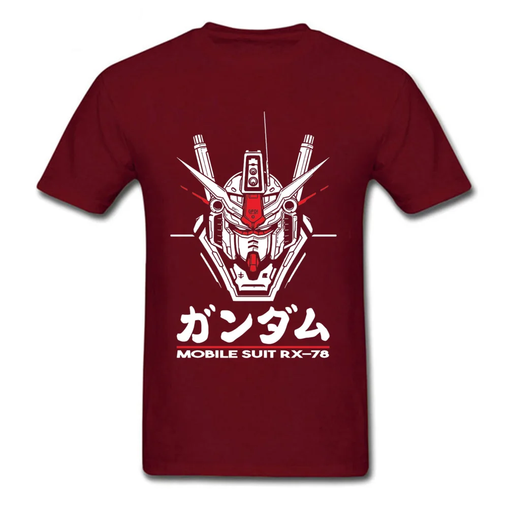 Gift RX 78 1819 Tops Shirt for Men Newest Summer Round Neck Pure Cotton Short Sleeve T-Shirt Fitness Tight Tops & Tees RX 78 1819 maroon
