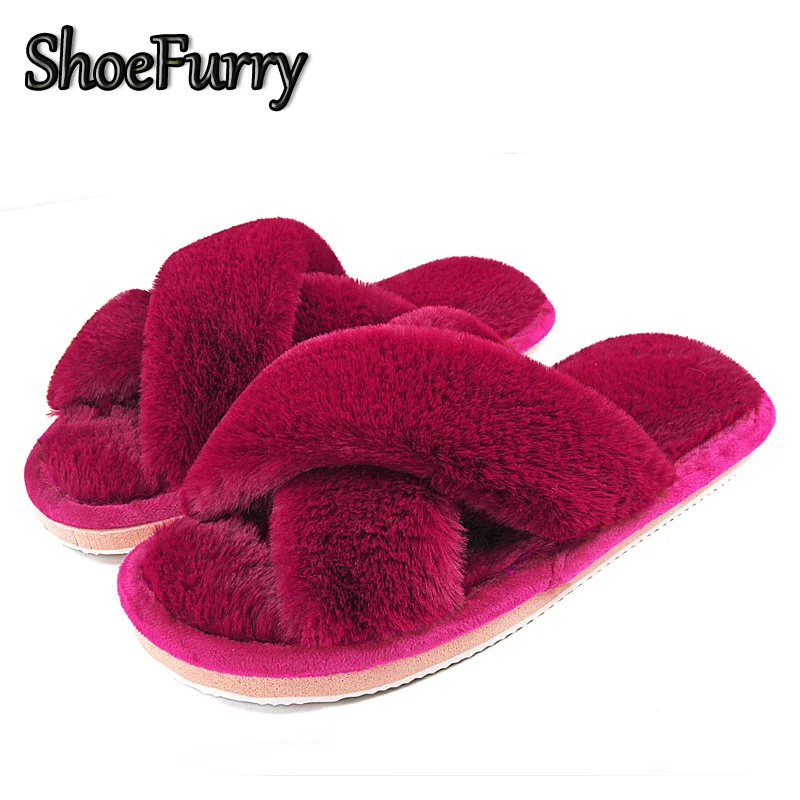 Меховые зимние тапочки ShoeFurry женская обувь большого размера меховая теплые