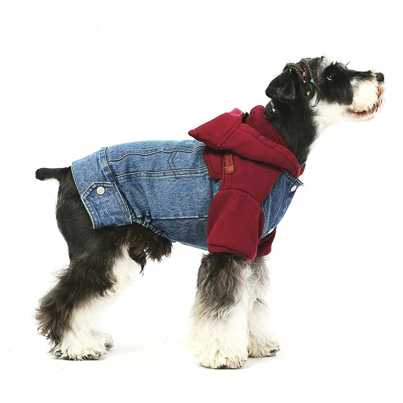 

Pet Dog Cat Clothing Pet Clothes Teddy Schnauzer Winter Suit Cotton Jeans Jacket Anti-stati Cat Dog Hoodie Dog Clothes