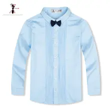 Kung Fu Ant/повседневные рубашки для мальчиков белые хлопковые рубашки из ткани Оксфорд однотонные Детские рубашки с отложным воротником для От 3 до 12 лет, Подарочный галстук