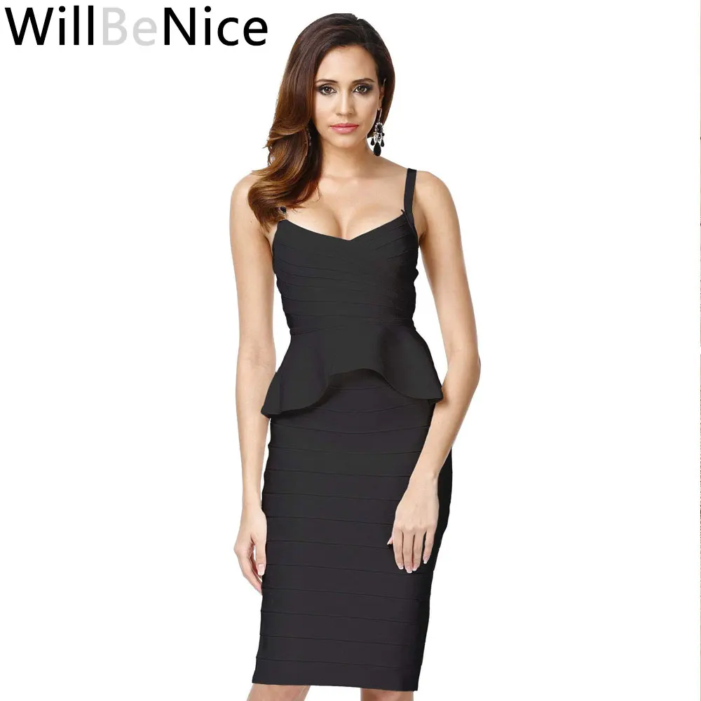 

WillBeNice Black 2018 New 2 Piece Set Spaghetti Strap Short Sexy Club Crop With Top Mini Cross Shaped High Waist Bandage Skirt