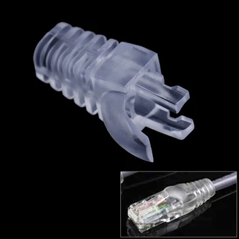 

100Pcs cat6 rj45 transparent Ethernet connector cover PC claw cable protection sleeve aperture 6.5mm
