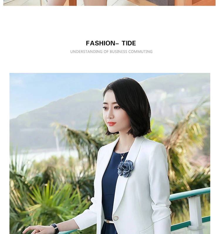 Office Ladies Dress Suit Long Sleeve Blazer Set For Businesss Women Formal 2 Piece Set Jackets and Dress Work Wear Dresses Suits