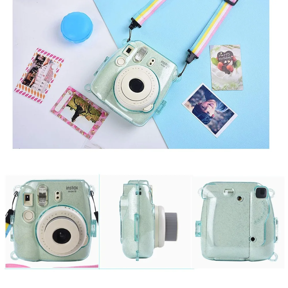 Блестящий цветной пластиковый защитный чехол для Fujifilm Instax Mini 9 mini 8 8+ мгновенная камера со съемным плечевым ремнем