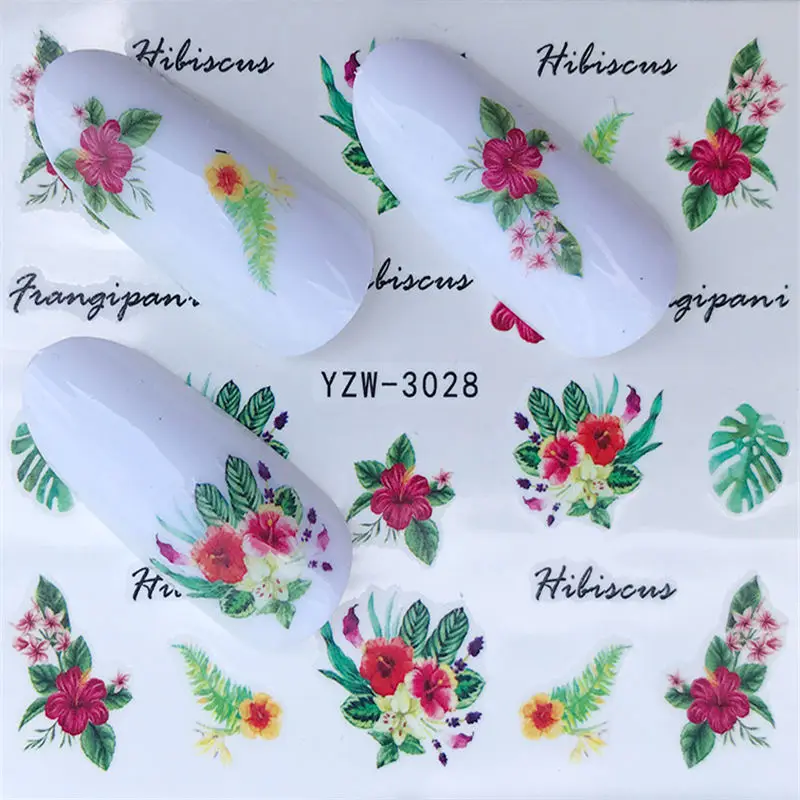 YWK 1 шт. зеленая трава/цветок/фрукты переводная наклейка для ногтей наклейки для творчества модные обертывания инструменты для маникюра - Цвет: YZW-3028