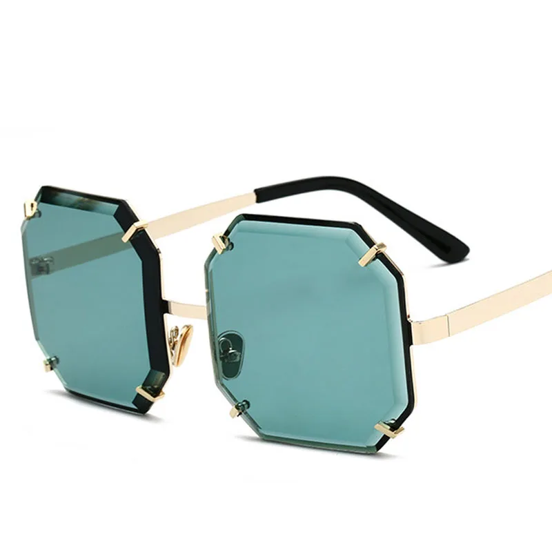 PAWXFB без оправы Квадратные Солнцезащитные очки для женщин для мужчин Ясно Зеленый Розовый негабаритных Защита от солнца очки для женщин Высокое качество Оттенки - Цвет линз: W2