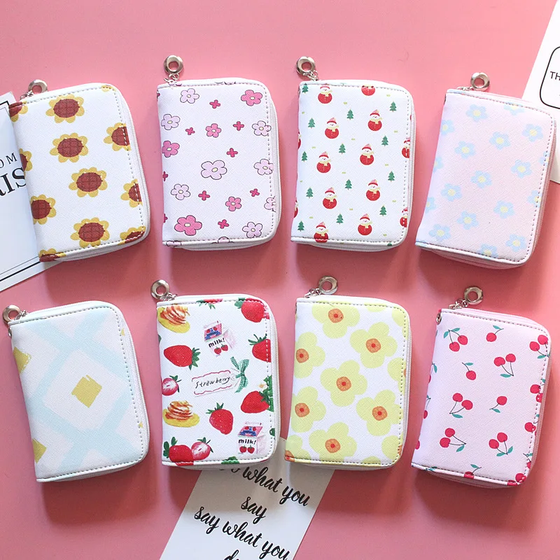 

New Purse Female Medium Long Zipper Cartoon Korean Student Broken Flower Purse Zero Purse