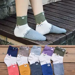 Милые забавные женские носки мультфильм Животные выражение Kawaii многоцветные сшитые лодыжки девушки Harajuku теплые Новинка хлопковые носки